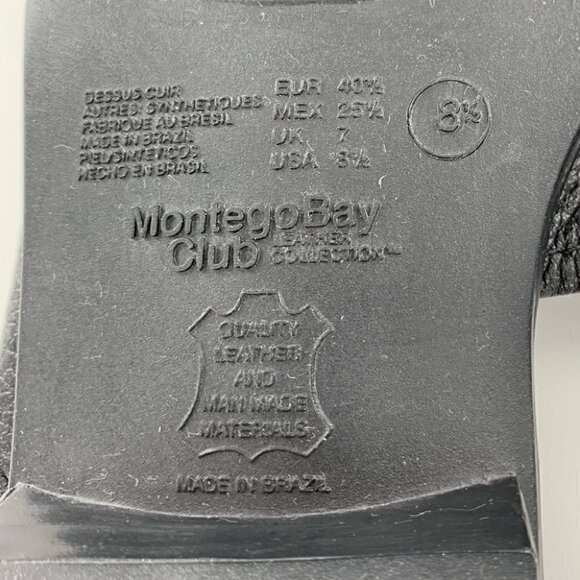 Montego Bay Club womens sandals size 8.5 black leather square toe vintage 90s - Picture 8 of 12
